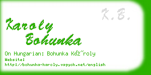 karoly bohunka business card